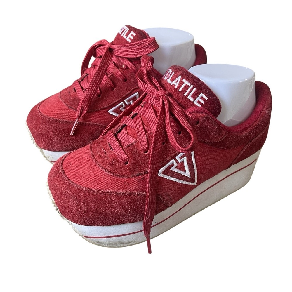 Vintage Volatile 90s Y2K Chunky Women‎ 7 Platform Sneaker Red And White Street